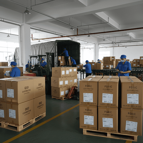 Busy but organized shipping and manufacturing facility