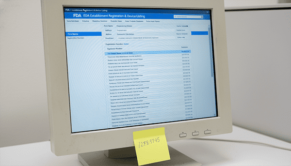 FDA registration verification screen