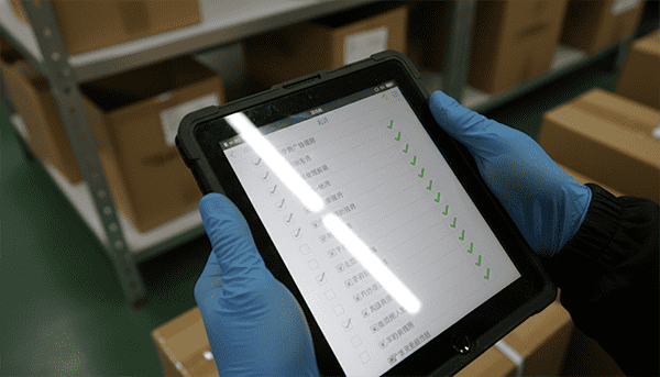 checklist on tablet screen