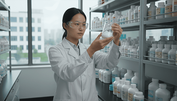 lab technician testing cosmetic formula