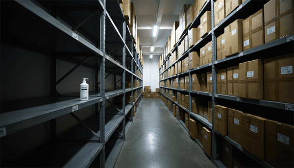 High Unit Cost of Low MOQ single cosmetic bottle on empty shelf vs full warehouse