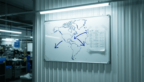 Logistics map showing routes from Toronto and Montreal to US cities