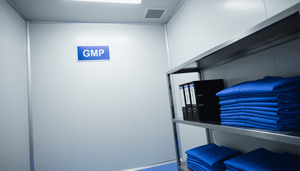 TGA GMP Compliance factory clean room with GMP sign