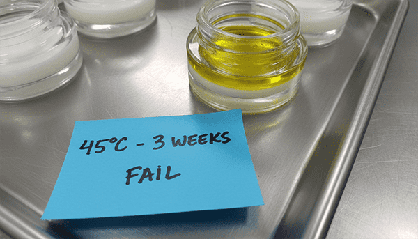 Heat testing cosmetics