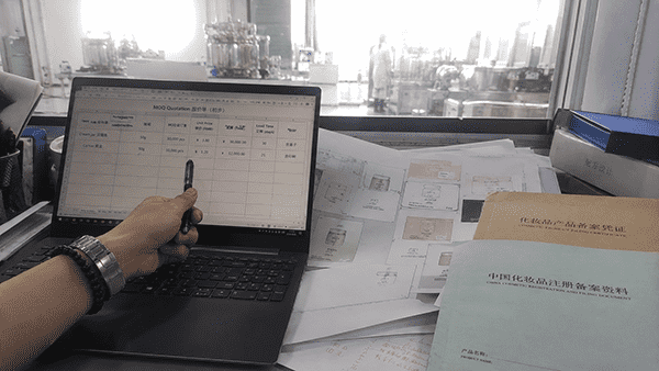 Supply Chain MOQ Bottlenecks A flowchart illustrating the supply chain from raw material and packaging suppliers to the manufacturer and finally the brand, with MOQ numbers at each step.