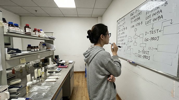 A person brainstorming ideas on a whiteboard
