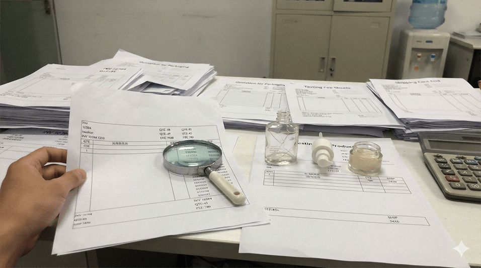 An invoice on a desk with a magnifying glass over it, highlighting hidden costs