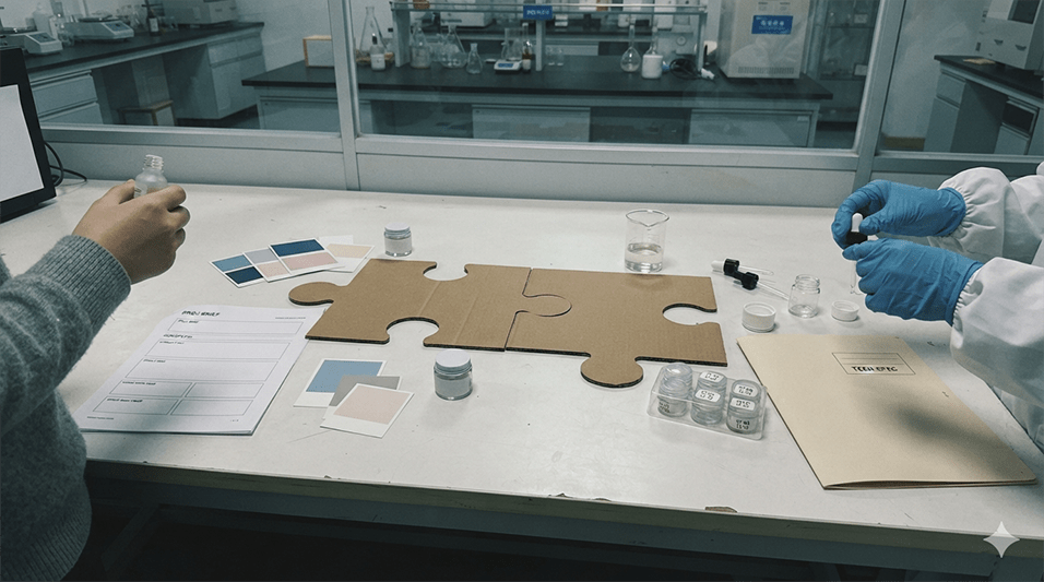 Two puzzle pieces fitting together, one labeled "Brand Vision" and the other "Technical Execution"
