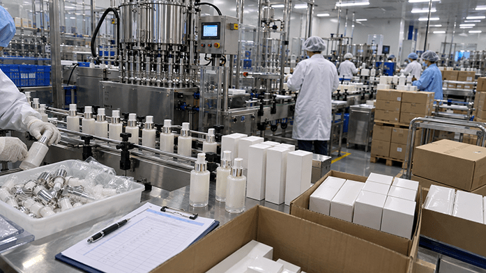 Contract manufacturer filling and packing line for EU export