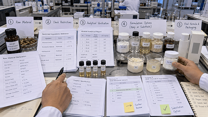 Canada Hotlist screening flow from INCI declaration to substitution decision